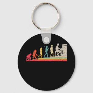 Retro Vintage Evolution Of Man Piano Keychain