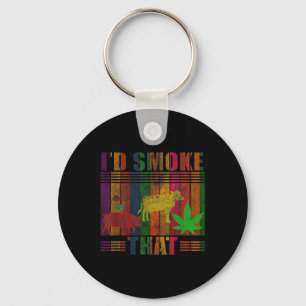 Retro Vintage Farm Animals Id Smoke That Funny Col Keychain