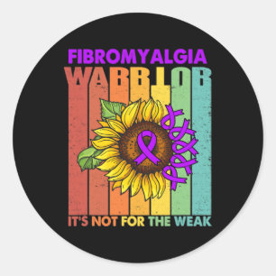 Retro Vintage Fibromyalgia Awareness Not Weak Purp Classic Round Sticker