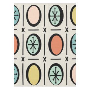 Retro Vintage Filled Ovals Pattern Pastels Tablecloth