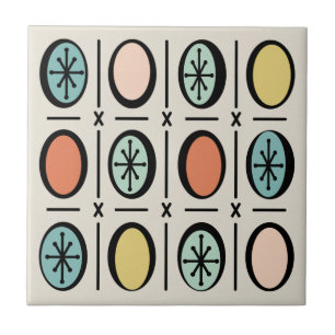 Retro Vintage Filled Ovals Pattern Pastels Tile