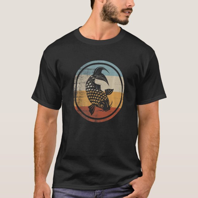 Retro Vintage Fishing Fish Koi Fish T-Shirt (Front)