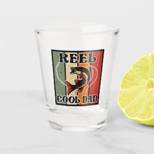 Retro Vintage Fishing Reel Cool Dad Fishing Lover Shot Glass