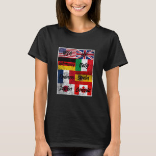 Retro Vintage Flags of The World Illustration Grap T-Shirt