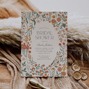 Retro Vintage Floral Bridal Shower Invitation
