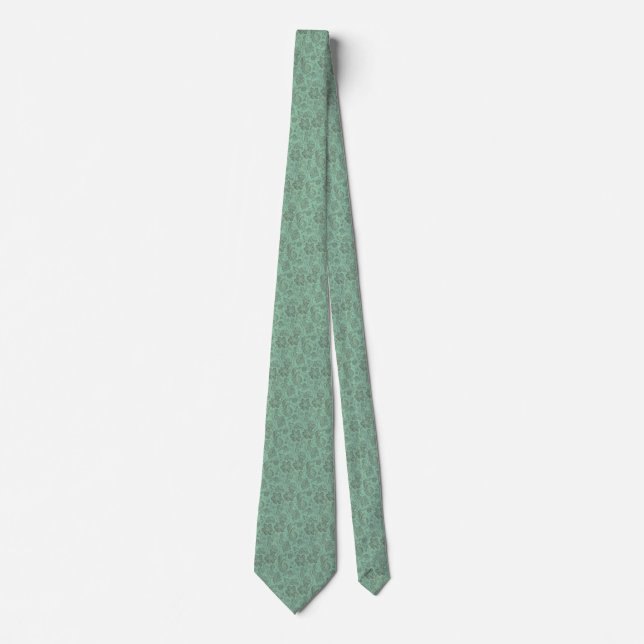 Retro Vintage Floral Sage Tie (Front)