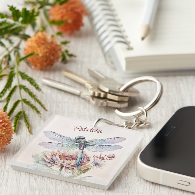 Retro Vintage Fly  Like A Dragonfly Keychain (Front Right)