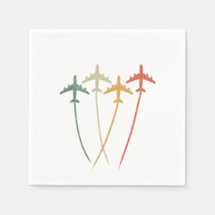 Retro Vintage Flying Airplanes Aircrafts Aviation Napkin