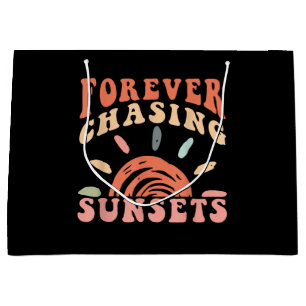 Retro Vintage Forever Chasing Sunsets Summer Vacat Large Gift Bag