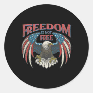 Retro Vintage Freedom Is Not Free Eagle Usa Flag 4 Classic Round Sticker