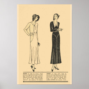 Retro vintage French  Fashion,Day dresses 1931 Poster
