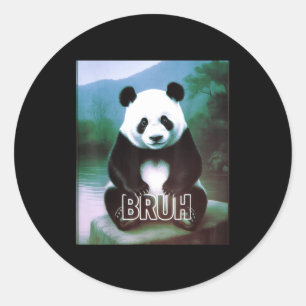 Retro Vintage Funny Bruh Panda Slang Meme Animal L Classic Round Sticker