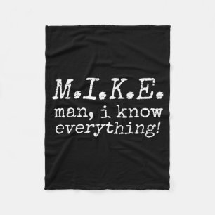 Retro Vintage Funny Mike Man I Know Everything  Fleece Blanket