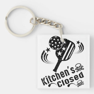 Retro Vintage Funny Pickleball Kitchen's Closed Keychain