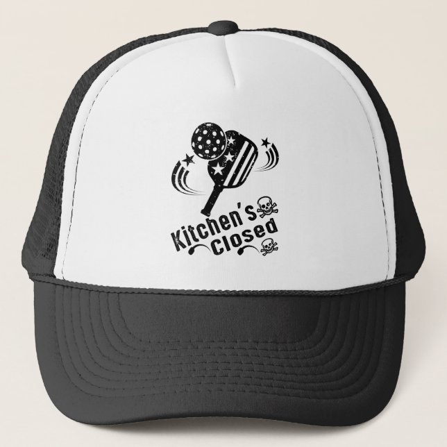 Retro Vintage Funny Pickleball Kitchen's Closed Trucker Hat (Front)