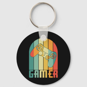 Retro Vintage Gamer Video Game Lover Funny Retro G Keychain
