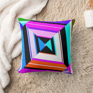 Retro vintage geometric colourful  throw pillow