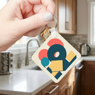 Retro vintage geometric risograph, risoprint  keychain