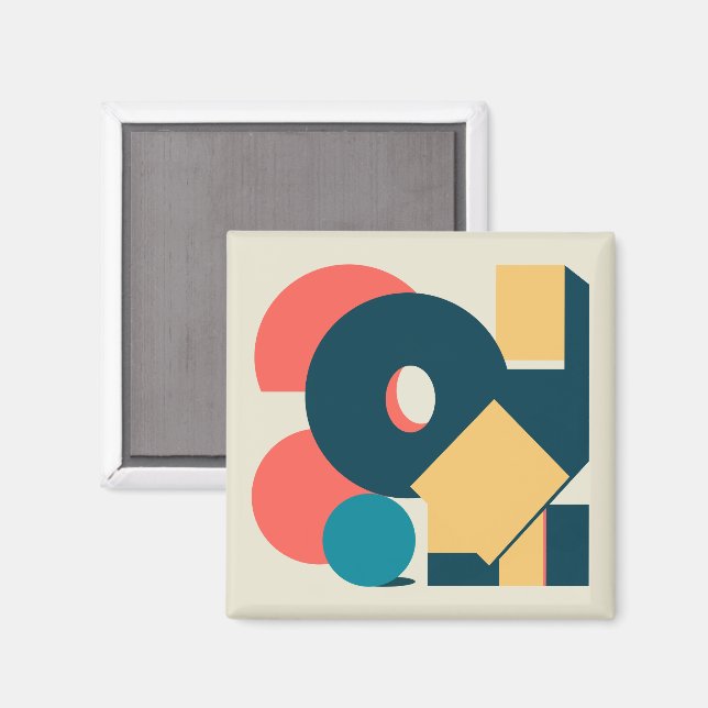 Retro vintage geometric risograph, risoprint  magnet (Front/Back)