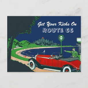 Retro Vintage Get Your Kicks On Route 66 Postcard