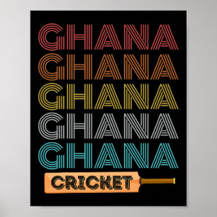 Retro Vintage Ghana Cricket Poster