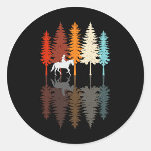 Retro Vintage Girl Horse Riding  Classic Round Sticker
