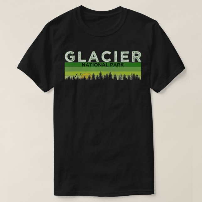 Retro Vintage Glacier  National Park  T-Shirt (Design Front)