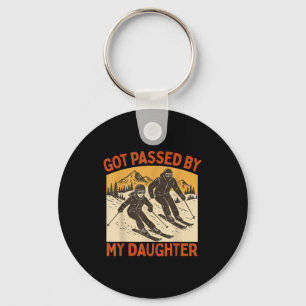 Retro Vintage Got Ped By My Daughter Funny Skiing Keychain
