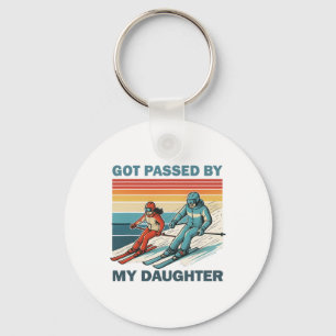 Retro Vintage Got Ped By My Daughter Funny Skiing  Keychain