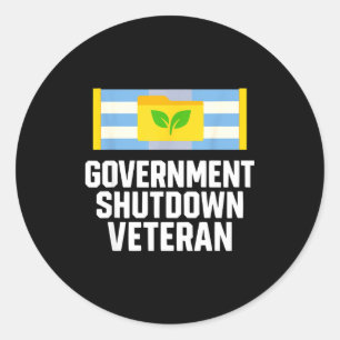 Retro Vintage Government Shutdown Veteran Classic Round Sticker