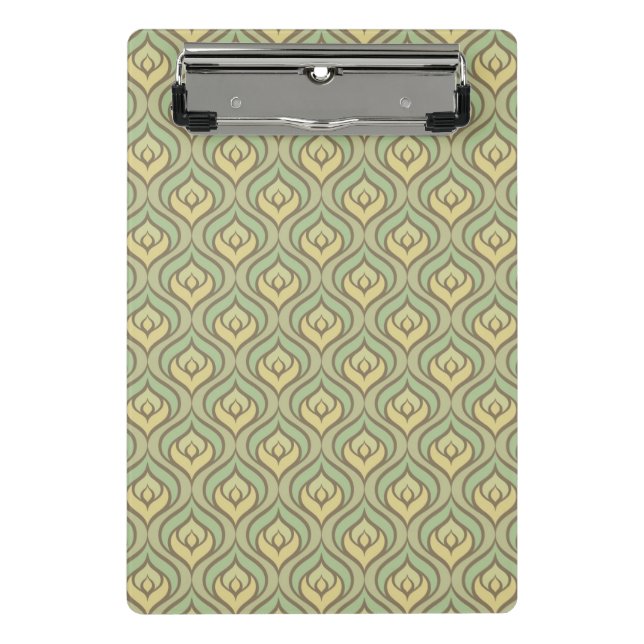 Retro vintage green and yellow pattern mini clipboard (Front)