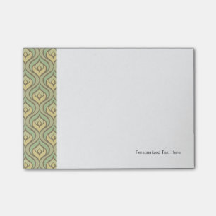 Retro vintage green and yellow pattern post-it notes