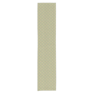 Retro vintage green and yellow pattern short table runner