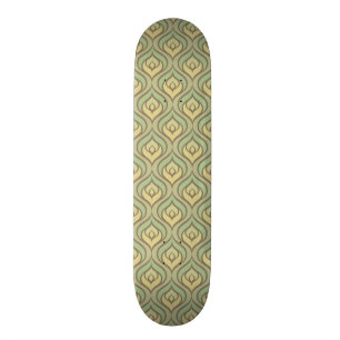 Retro vintage green and yellow pattern skateboard