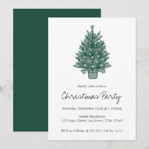 Retro Vintage Green Christmas Party  Invitation