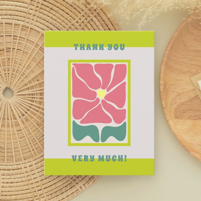 Retro Vintage green Flower Thank You Card (Creator Uploaded)
