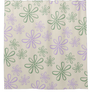 Retro Vintage Green Purple Small Flower Pattern
