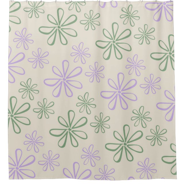 Retro Vintage Green Purple Small Flower Pattern (Front)