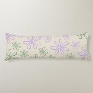 Retro Vintage Green Purple Small Flower Pattern Body Pillow