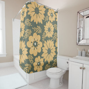 Retro Vintage Green Yellow Floral 