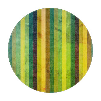 Retro Vintage Green Yellow Stripes - 70s Grunge Cutting Board