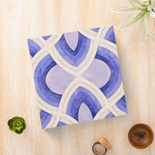 Retro Vintage Groovy Pattern In Shades of Cerulean Binder
