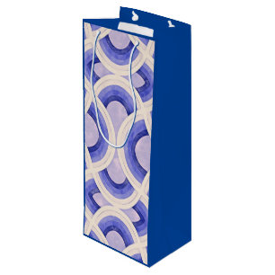 Retro Vintage Groovy Pattern In Shades of Cerulean Wine Gift Bag
