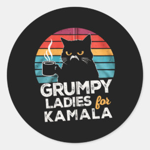 Retro Vintage Grumpy Ladies For Kamala Zip Hoodie Classic Round Sticker
