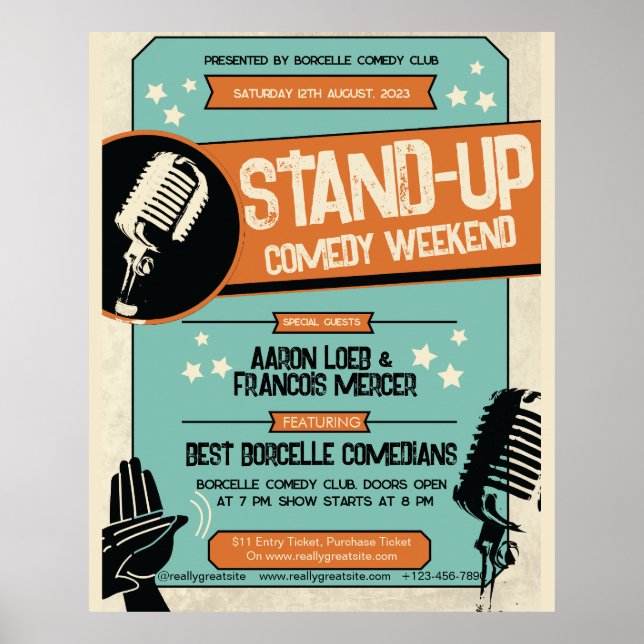 Retro Vintage Grunge Stand Up Comedy Show  Poster (Front)