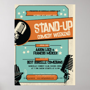 Retro Vintage Grunge Stand Up Comedy Show Poster