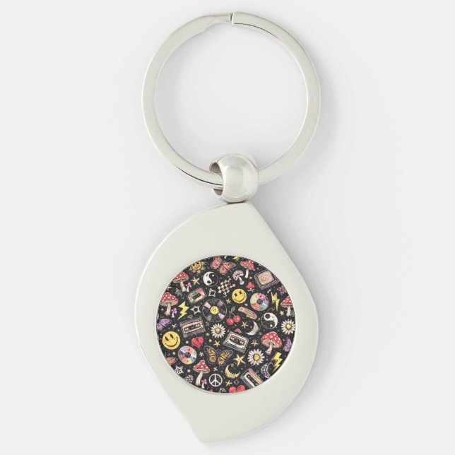 Retro Vintage Grunge Sunshine Bliss Keychain (Front)