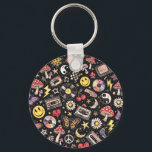 Retro Vintage Grunge Sunshine Bliss Keychain<br><div class="desc">vintage grunge happy sun flower,  distressed retro yellow daisy face,  edgy floral street wear design,  aesthetic weathered smiling sunshine art,  textured boho radiant petal graphic,  muted gold urban punk bloom,  cracked paint joyful summer vibe,  classic rocker bright solar motif,  faded denim organic power symbol,  rough edge cheerful glow badge</div>