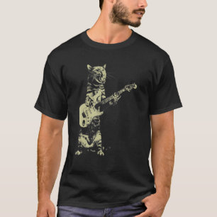 Retro Vintage Guitar Cat  Rock Kitty On An Electri T-Shirt