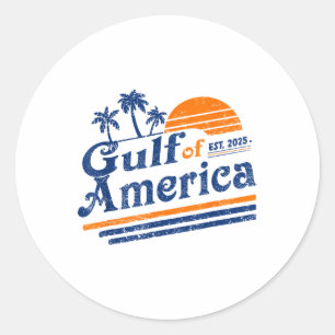 Retro Vintage Gulf Of Us America 2025 American Fla Classic Round Sticker